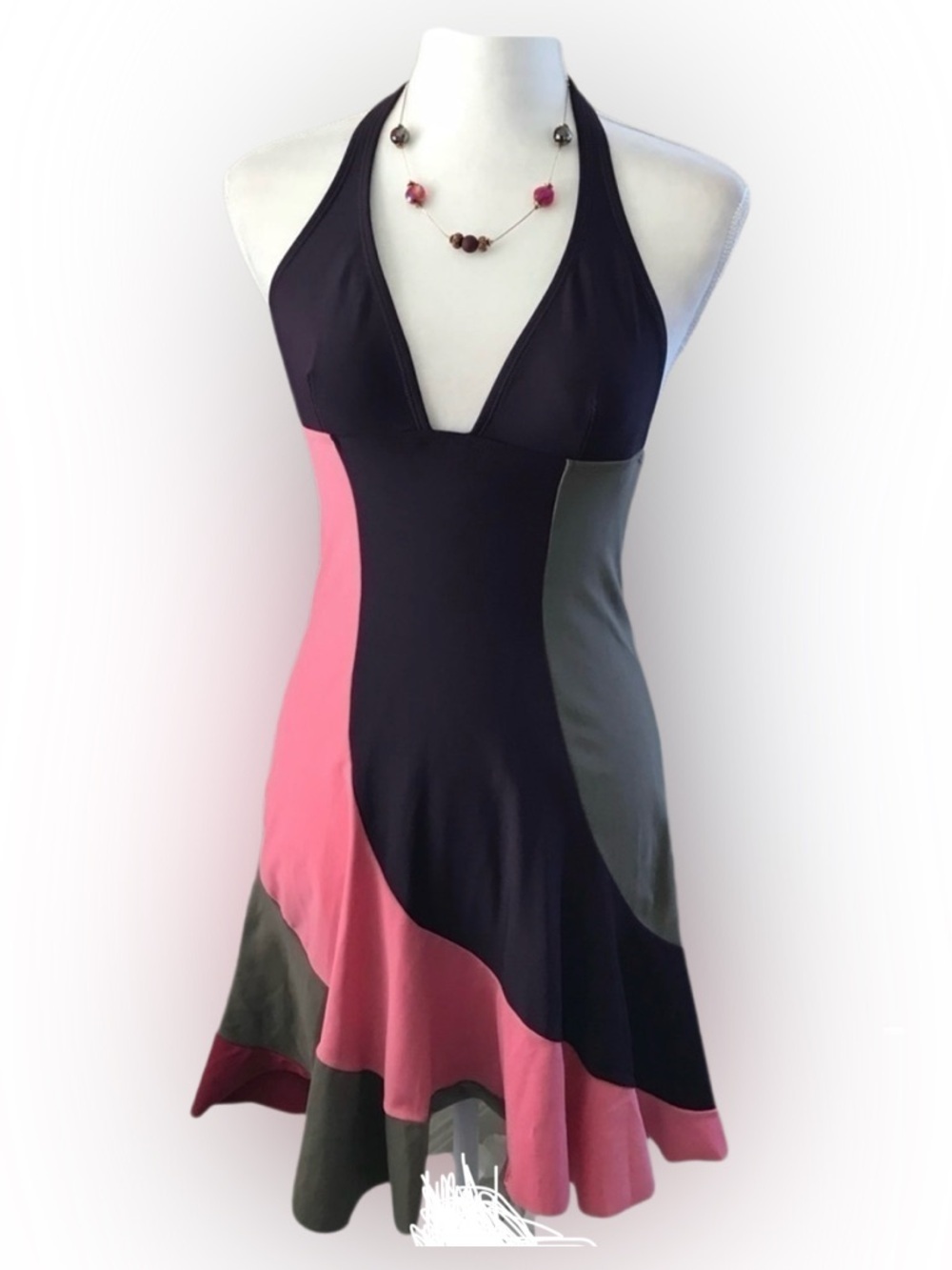 VIX Paula Hermanny Halter Body Con Halter Dress XS/S Pink Green Purple*